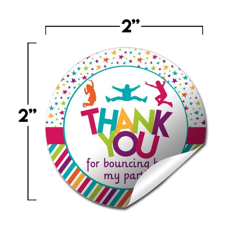 Amanda Creation Jump and Bounce Birthday Party Thank You Sticker Labels, 40 2" Party Circle Stickers by AmandaCreation, Great for Party Favors, Envelope Seals & Goodie Bags - Image 5
